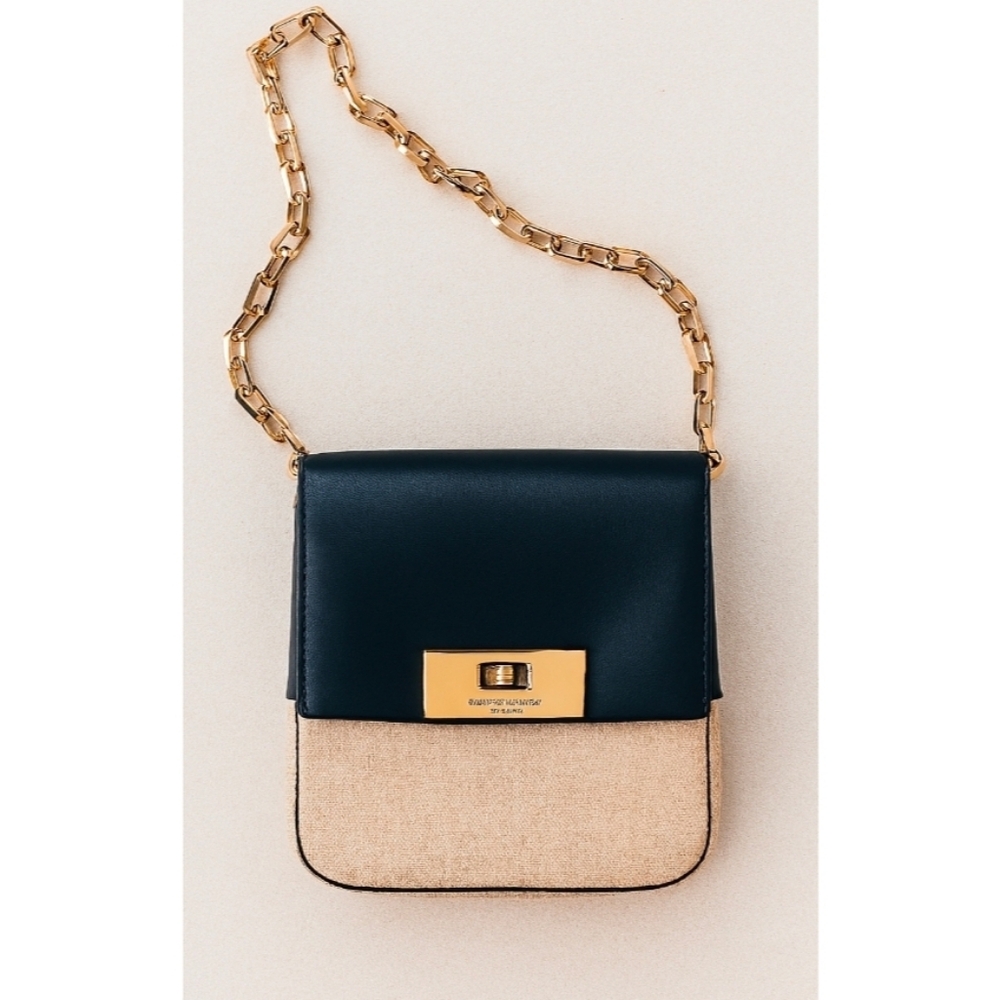 Kate Spade New York Lincoln Square Small Bag, Fabric/Leather, Navy/Natural, New✔
